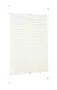 A cream-colored pleated blind with a white frame, suspended by clips, against a white background. Produktbild-Vorschau