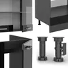 A collage of different views of a black kitchen cabinet, showing its details and components. Náhled obrázku produktu