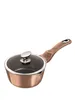 A single rose gold saucepan with a glass lid, shown from a diagonal angle against a white background. Náhled obrázku produktu