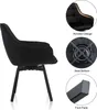 A collage of images showing different features of a black swivel dining chair. Voir les images du produit