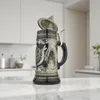 Bierkrug mit Deckel 0,7L – Steinkrug mit Metallmontur Produktbild-Vorschau 2