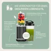 A blender and a smoothie cup are shown with text describing the product's benefits. Produktbild-Vorschau