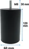 Noha nábytková ocelová černá fi60x120mm válec M8 délka 30mm Náhled obrázku produktu 2