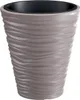 A beige planter with a textured, wavy design and a black inner liner, shown against a white background. Náhľad obrázku produktu