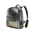 Eleganter Damenrucksack schwarz silber mit Nieten Rucksack Produktbild-Vorschau 2
