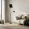 Lindby Stehlampe Efalia, schwarz/gold, Textil, Leselicht Produktbild-Vorschau 3