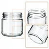 A clear studio shot of a glass jar, with close-up insets of the rim and base. Produktbild-Vorschau