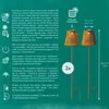 Two solar-powered garden lights with stakes are shown against a teal background, with text and icons describing their features. Produktbild-Vorschau