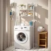A washing machine is next to a storage shelf in a laundry room. Produktbild-Vorschau