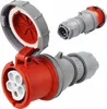 Three industrial electrical connectors are shown against a white background. One connector is open, revealing its internal pins, and its protective cap is lifted. Produktbild-Vorschau