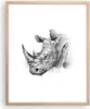 Gerahmtes Poster - Rahmen in heller Eiche - Nashorn Porträt Produktbild-Vorschau 1