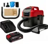 A collage of a cordless wet/dry vacuum cleaner and its accessories. Produktbild-Vorschau