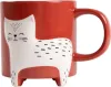 A red mug with a white cat design. Produktbild-Vorschau