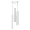 A white pendant light with three cylindrical shades hanging from a circular base. Anteprima dell’immagine prodotto