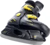 A black ice skate with yellow accents, shown from a side-angle against a white background. Voir les images du produit