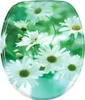 A close-up of a toilet seat with a floral pattern of daisies. Produktbild-Vorschau
