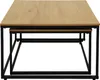 A set of two nesting coffee tables with wooden tops and black metal frames, presented against a white background. Voir les images du produit