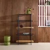 sweeek - Bücherregal aus Glas, Holzdekor und Stahl mit 5 Produktbild-Vorschau 2