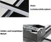Close-up views of a modern geometric LED ceiling light, highlighting its design and construction. Náhľad obrázku produktu