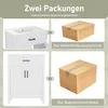 A collage showing two bathroom cabinets and their respective packaging. Podgląd zdjęcia produktu