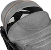 Close-up view of a gray stroller canopy with a mesh window and a brown trim. Anteprima dell’immagine prodotto