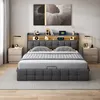 Cama tapizada LED UnboxG de 140x200 cm, con gran espacio de Vista previa de la imagen del producto 9