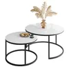 Runder Couchtisch SELAVI 2in1 Schwarz / Weiß Marmour Produktbild-Vorschau 3