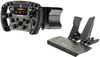 A racing steering wheel and pedal set on a white background. Produktbild-Vorschau