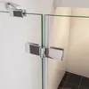 A close-up view of a shower enclosure hinge system, showing the connection between glass panels and the wall mount. Produktbild-Vorschau