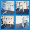 A collage of four images showing a multi-purpose telescopic ladder in different configurations and positions. Náhľad obrázku produktu