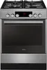A front view of a stainless steel gas and electric stove. Produktbild-Vorschau