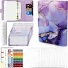 A flat lay of a budget planner set including a binder, cash envelopes, a ruler, and stickers. Voir les images du produit