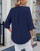 ASKSA Damen T-Shirt 3/4 aermel Rueschen Bluse V-Ausschnitt Produktbild-Vorschau 4