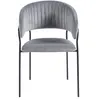 A gray velvet chair with black metal legs, shown from the front against a white background. Produktbild-Vorschau
