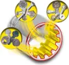 A close-up view of a splined shaft with several circular insets showing different types of bolts and nuts. Náhled obrázku produktu