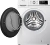A white Hisense washing machine with the door open, showing the drum. Voir les images du produit