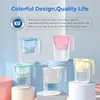 Multiple colorful water filter pitchers are displayed on pedestals against a light blue and white background. Anteprima dell’immagine prodotto