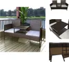 vidaXL Gartensofa 2-Sitzer mit Teetisch Poly Rattan Braun - Produktbild-Vorschau 1