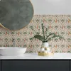 A bathroom vanity with a sink and a patterned backsplash. Náhľad obrázku produktu
