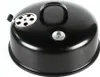 A black barbecue grill lid with a thermometer and vent. Podgląd zdjęcia produktu