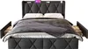 A gray upholstered bed with a tufted headboard and storage drawers is shown against a white background. Podgląd zdjęcia produktu