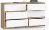 Komoda AKORD K140 Dąb Sonoma 138 cm 6 szuflad kolor Biały Podgląd zdjęcia produktu 2
