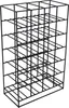 A black metal wine rack with multiple shelves. Produktbild-Vorschau