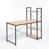 A product shot of a desk with shelves against a white background. Produktbild-Vorschau