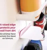 A close-up view of a wall-mounted shoe rack with sneakers on it, highlighting a raised edge feature. Produktbild-Vorschau