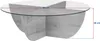 A round coffee table with a glass top and a wooden base, shown with dimensions indicated. Anteprima dell’immagine prodotto