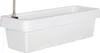 A white plastic planter box with a water level indicator inserted. Produktbild-Vorschau