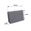 A gray cushion with dimensions indicated by measurement lines and text. Produktbild-Vorschau