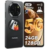 A product image showing a smartphone with marketing text and graphics on the screen and back. Produktbild-Vorschau