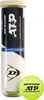A product shot of a can of Dunlop ATP Championship tennis balls with one ball placed in front of it. Produktbild-Vorschau